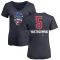 Women's Mike Yastrzemski Name and Number Banner Wave V-Neck T-Shirt - Navy