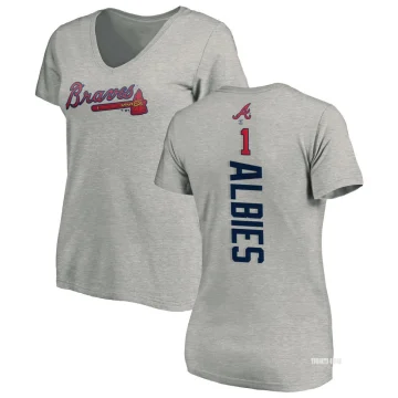 Women's Ozzie Albies Midnight Mascot V-Neck T-Shirt - Black