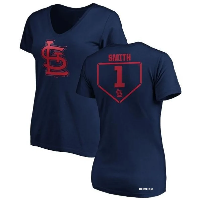 Women's Ozzie Smith RBI Slim Fit V-Neck T-Shirt - Navy - Tshirtsedge