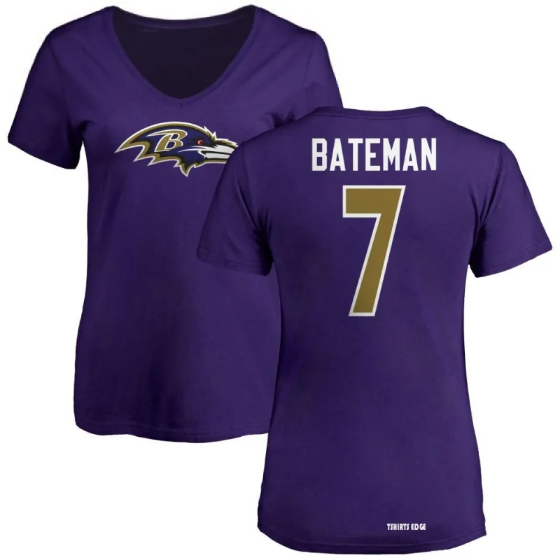 Rashod Bateman Name & Number Game Day V-Neck T-Shirt - Purple - Tshirtsedge