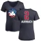 Women's Red Auerbach Name and Number Banner Wave V-Neck T-Shirt - Navy