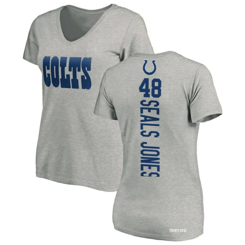 Women's Ricky Seals-Jones Backer V-Neck T-Shirt - Ash - Tshirtsedge