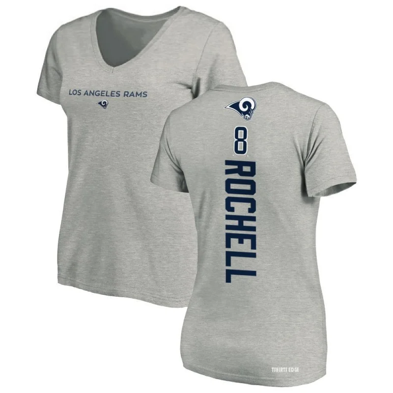 Women's Robert Rochell Backer V-Neck T-Shirt - Ash - Tshirtsedge