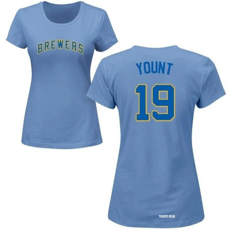 Women's Robin Yount Name & Number T-Shirt - Light Blue - Tshirtsedge