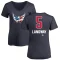 Women's Rod Langway Name and Number Banner Wave V-Neck T-Shirt - Navy