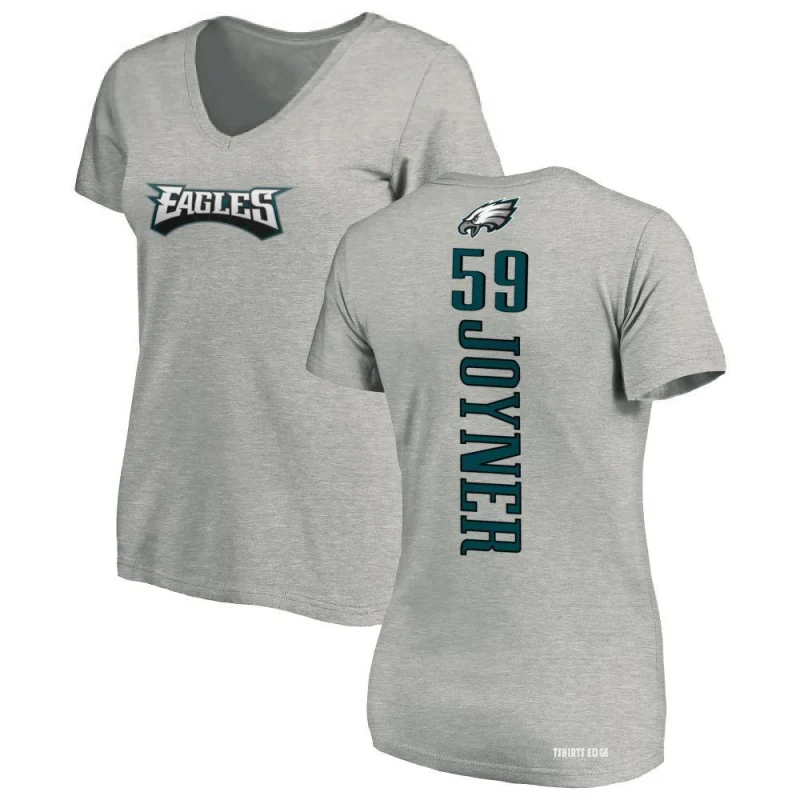 Women's Seth Joyner Backer V-Neck T-Shirt - Ash - Tshirtsedge