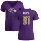 Women's Tarik Black Name & Number Slim Fit T-Shirt - Purple