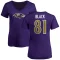 Women's Tarik Black Name & Number V-Neck T-Shirt - Purple