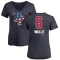 Women's Taylor Walls Name and Number Banner Wave V-Neck T-Shirt - Navy