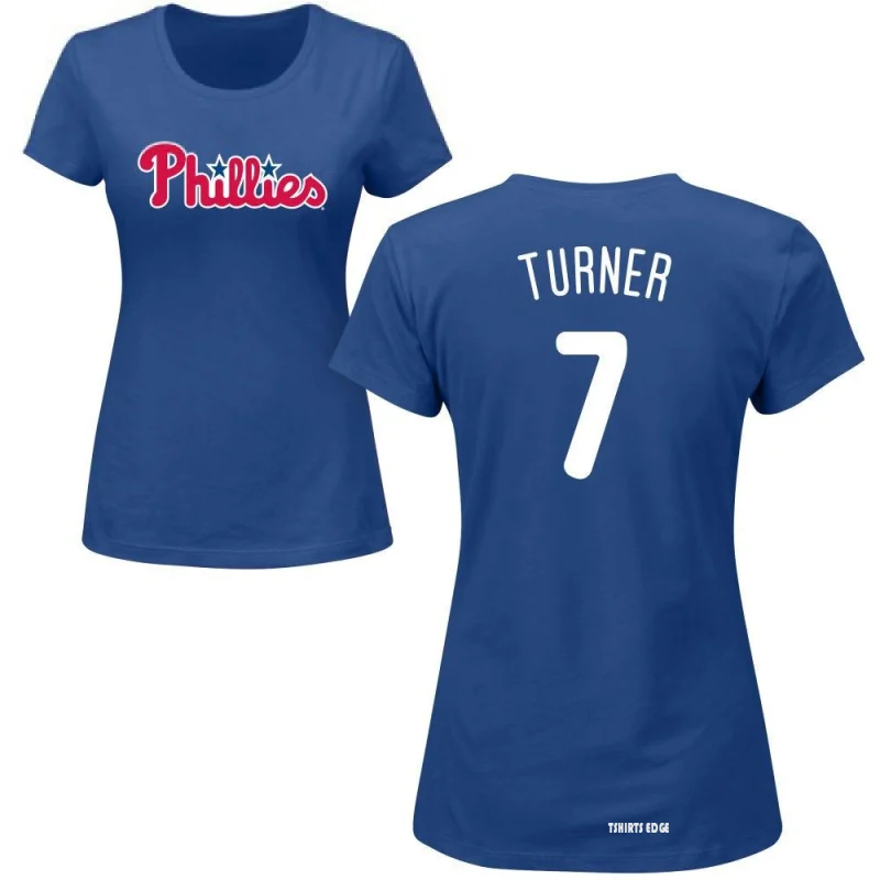 Women's Trea Turner Los Angeles Dodgers Roster Name & Number T-Shirt - Royal