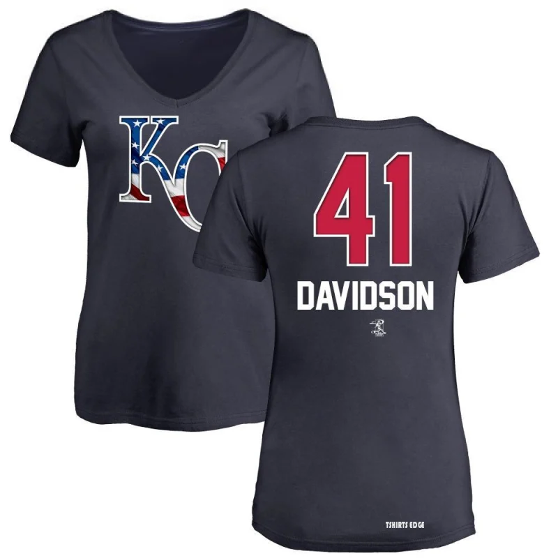 Women's Tucker Davidson Name and Number Banner Wave V-Neck T-Shirt