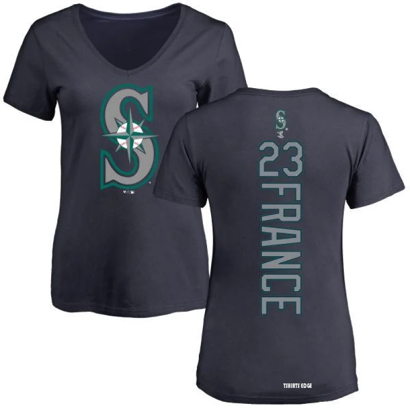 Women's Ty France Seattle Mariners Backer Slim Fit Long Sleeve T-Shirt -  Navy