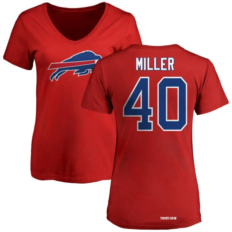 Women's Von Miller Name & Number Slim Fit T-Shirt - Red - Tshirtsedge