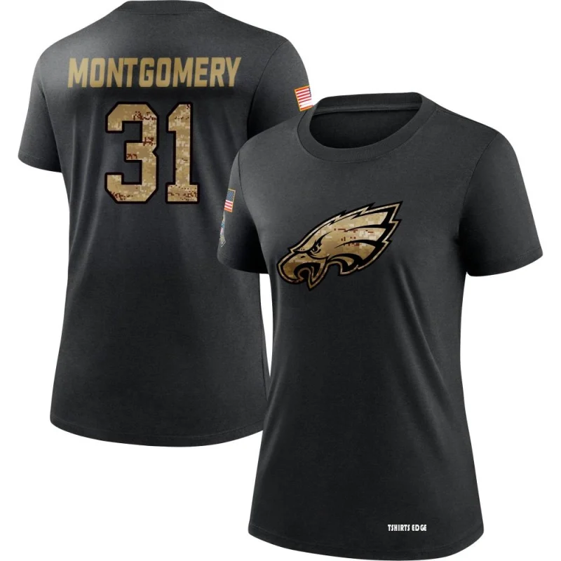 Women's Wilbert Montgomery 2020 Salute To Service Performance T-Shirt -  Black - Tshirtsedge